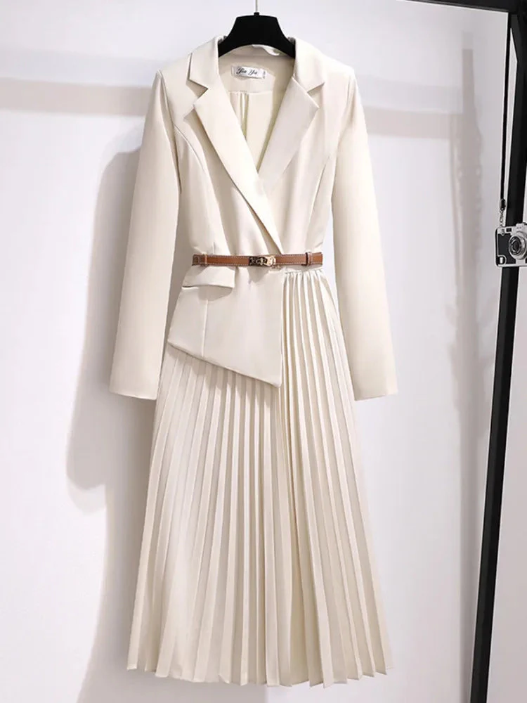 Adriana | Elegante Abito Blazer con Gonna a Pieghe