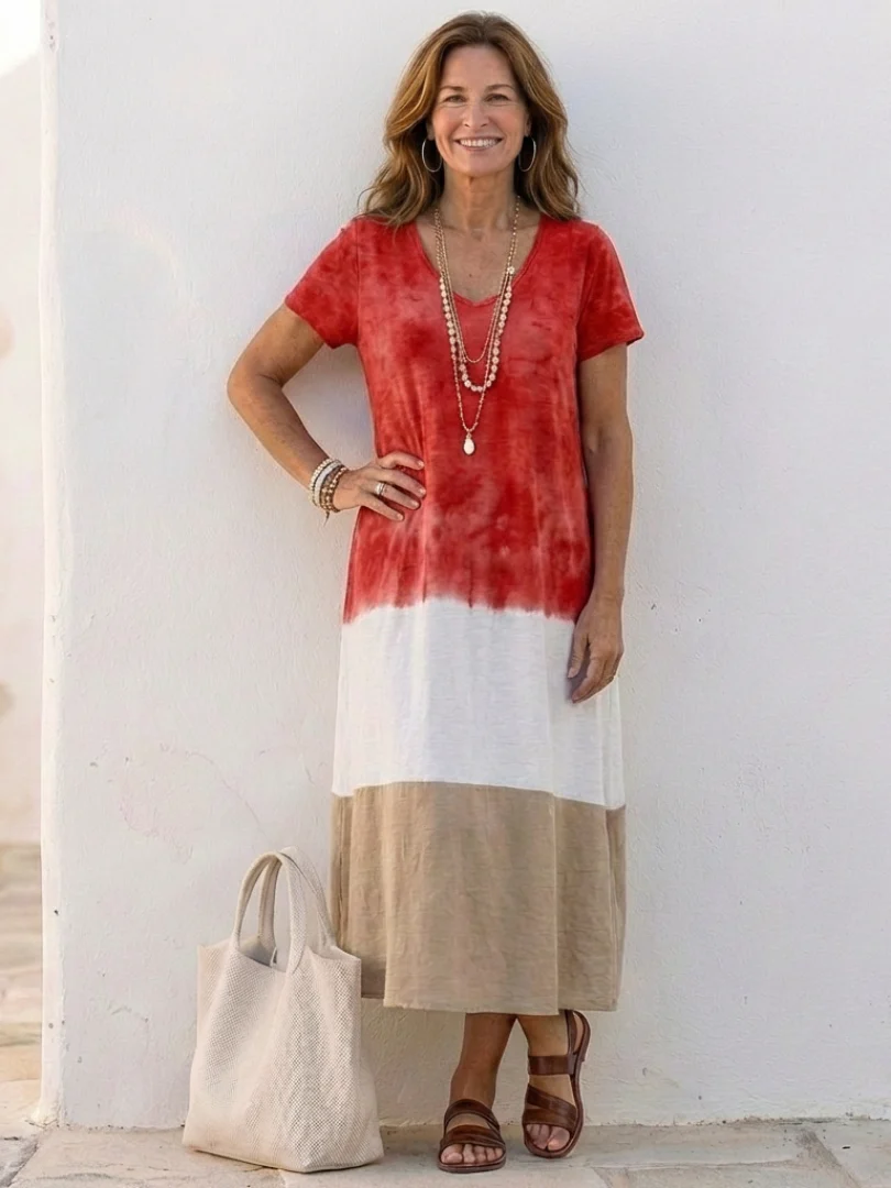 Alessia | Abito midi color block dal design contemporaneo - Image 3