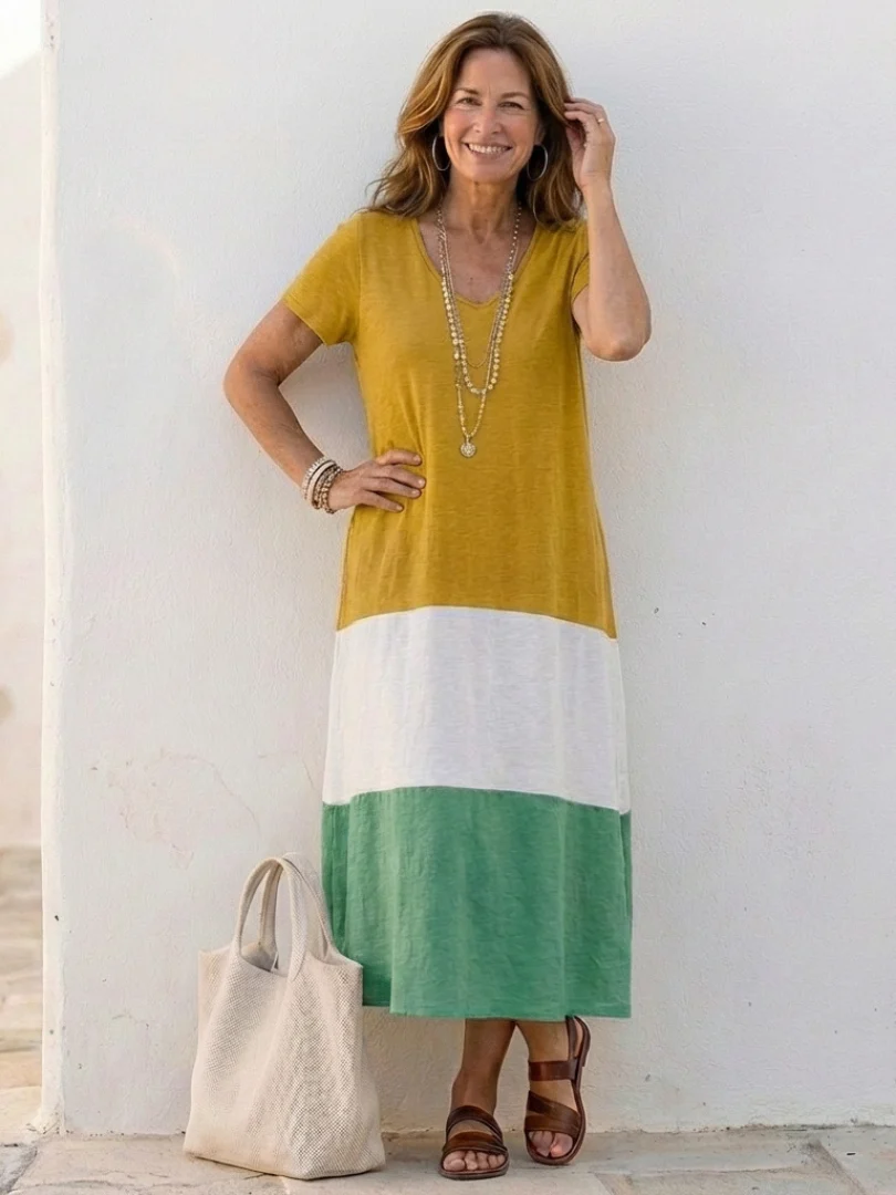 Alessia | Abito midi color block dal design contemporaneo - Image 5