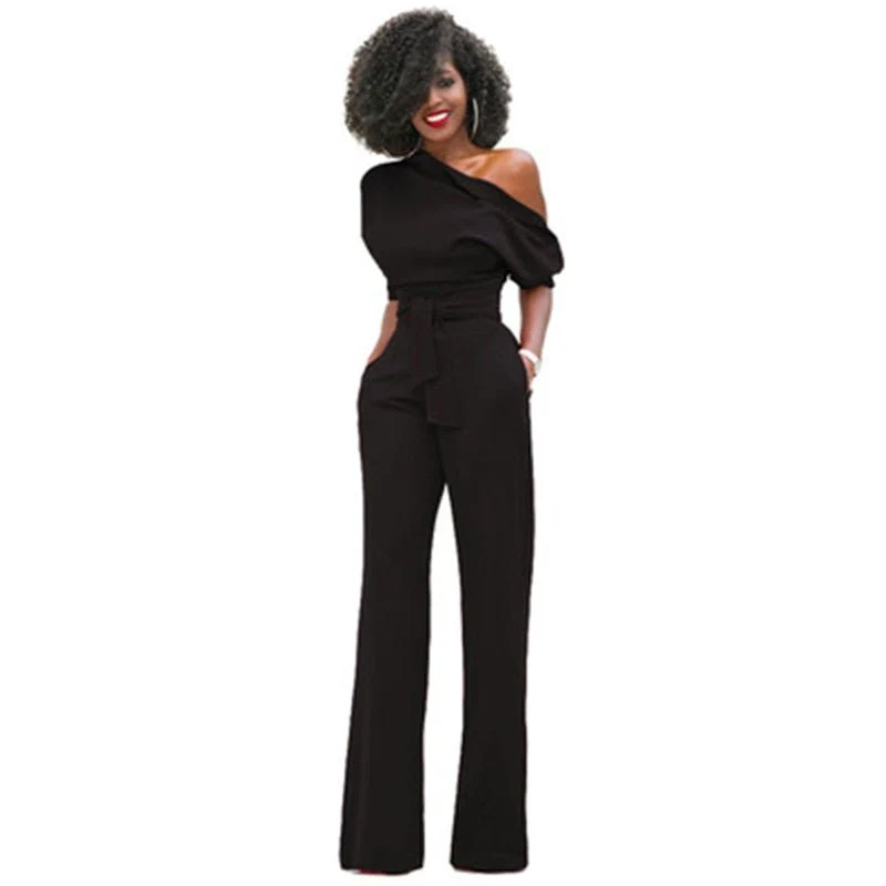 Alessia | Tuta jumpsuit off shoulder con silhouette fluida