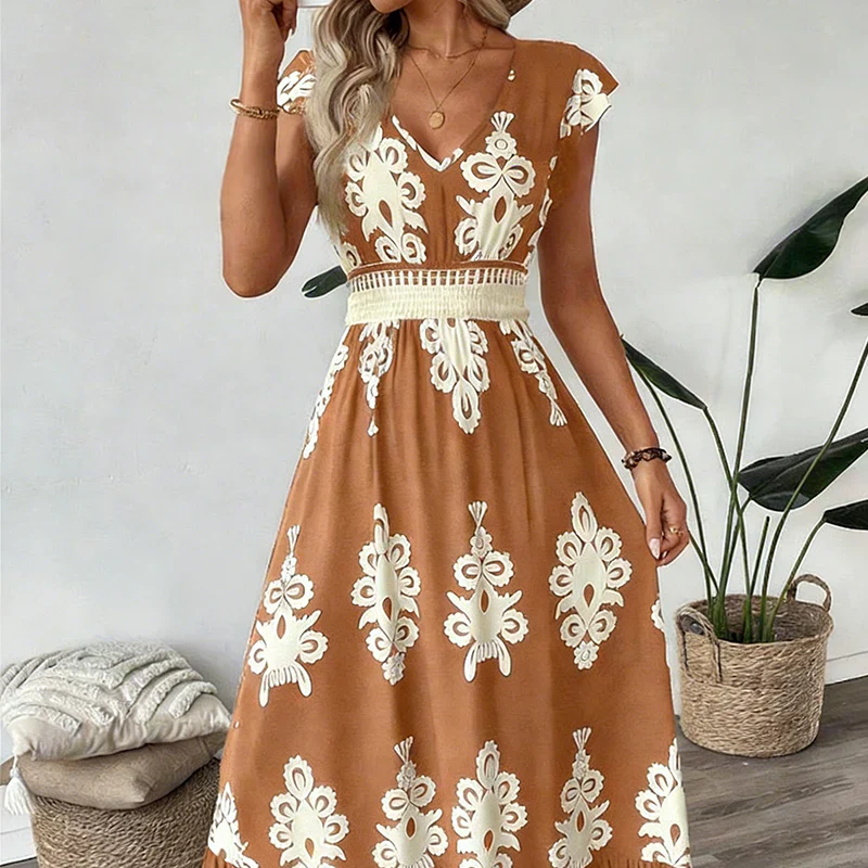 Aurora | Abito midi da donna raffinato ed elegante con scollo a V - Image 4