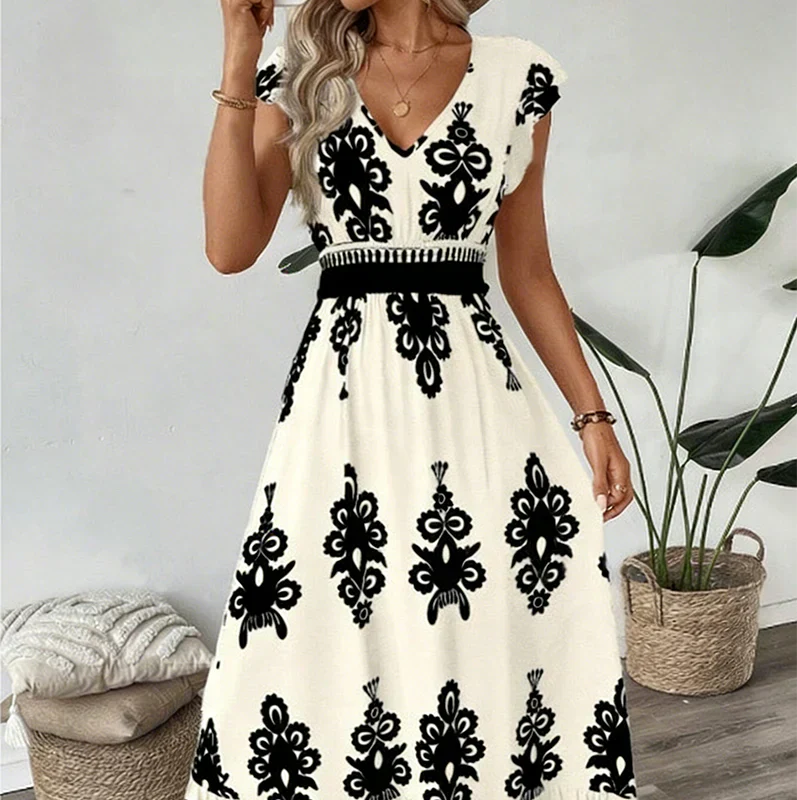 Aurora | Abito midi da donna raffinato ed elegante con scollo a V - Image 5