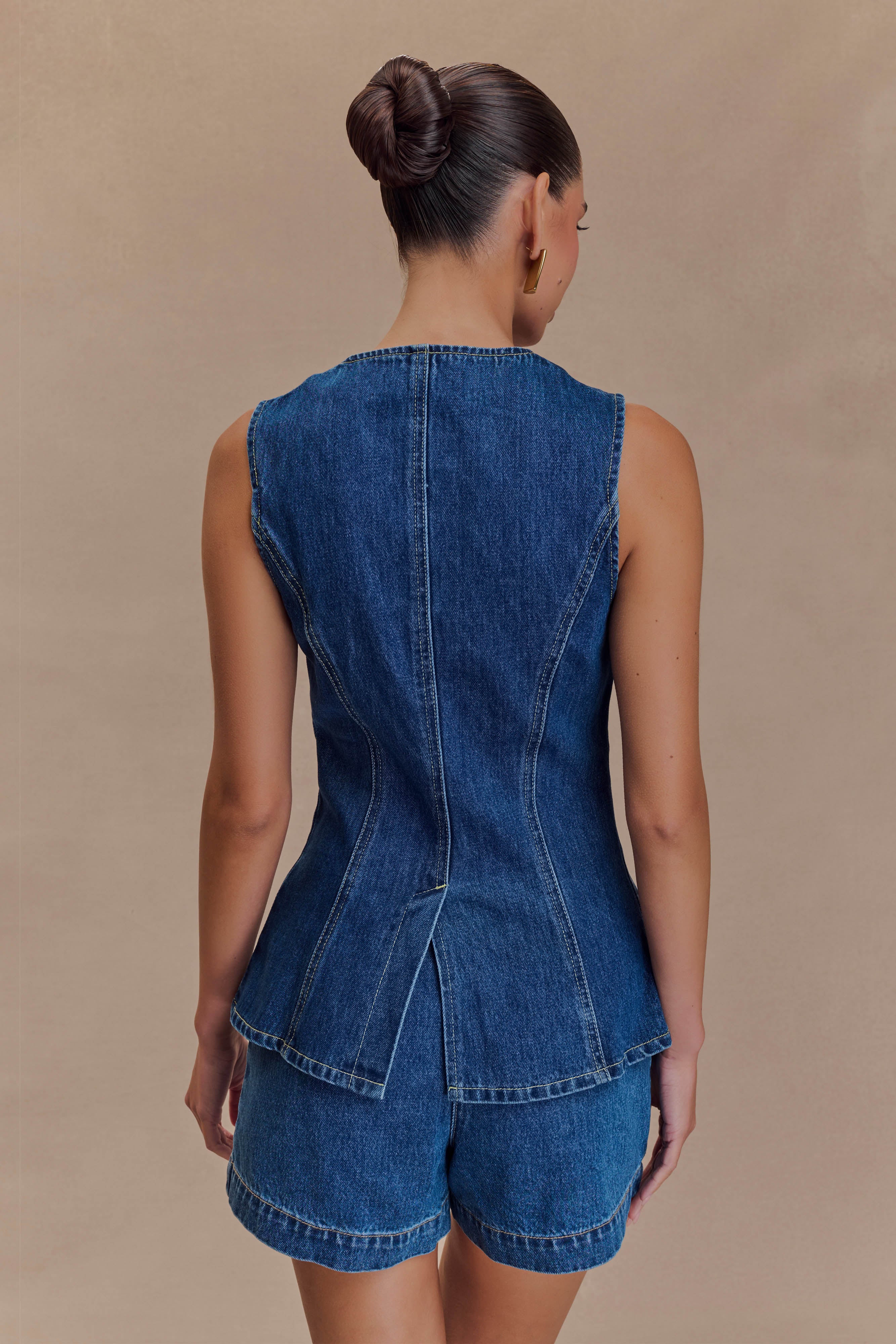 Ava | Completo denim coordinato con top e shorts a vita alta - Image 3