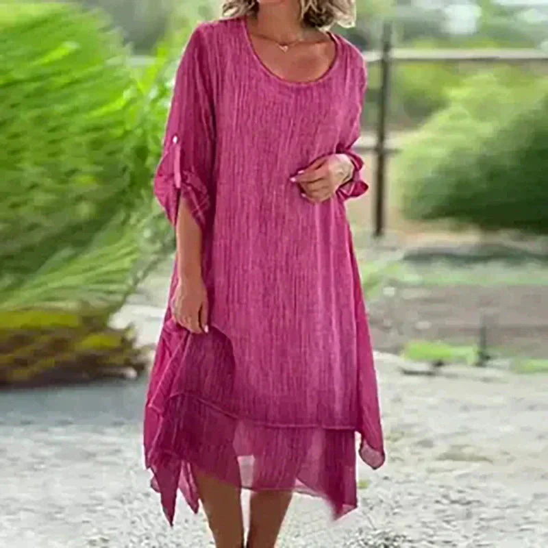 Beatrice | Abito Midi Fluido con Design a Strati