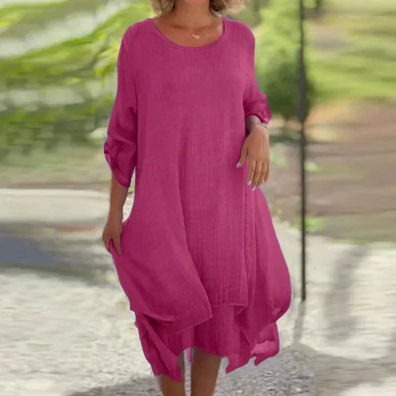 Beatrice | Abito Midi Fluido con Design a Strati - Image 2