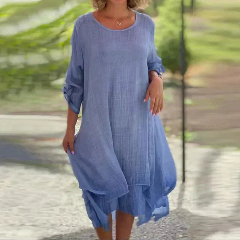 Beatrice | Abito Midi Fluido con Design a Strati - Image 5