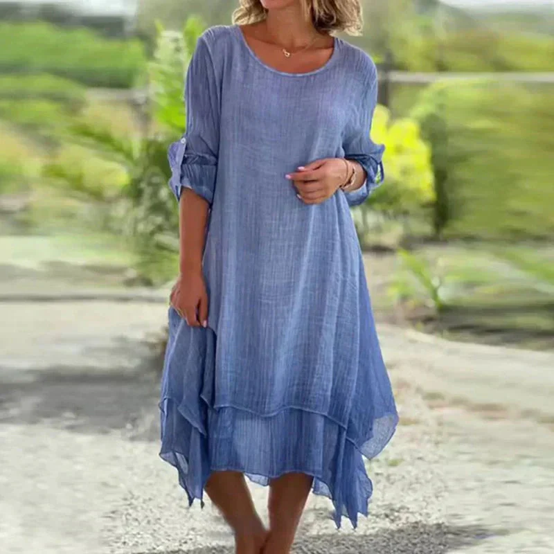 Beatrice | Abito Midi Fluido con Design a Strati - Image 6