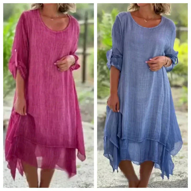 Beatrice | Abito Midi Fluido con Design a Strati - Image 7