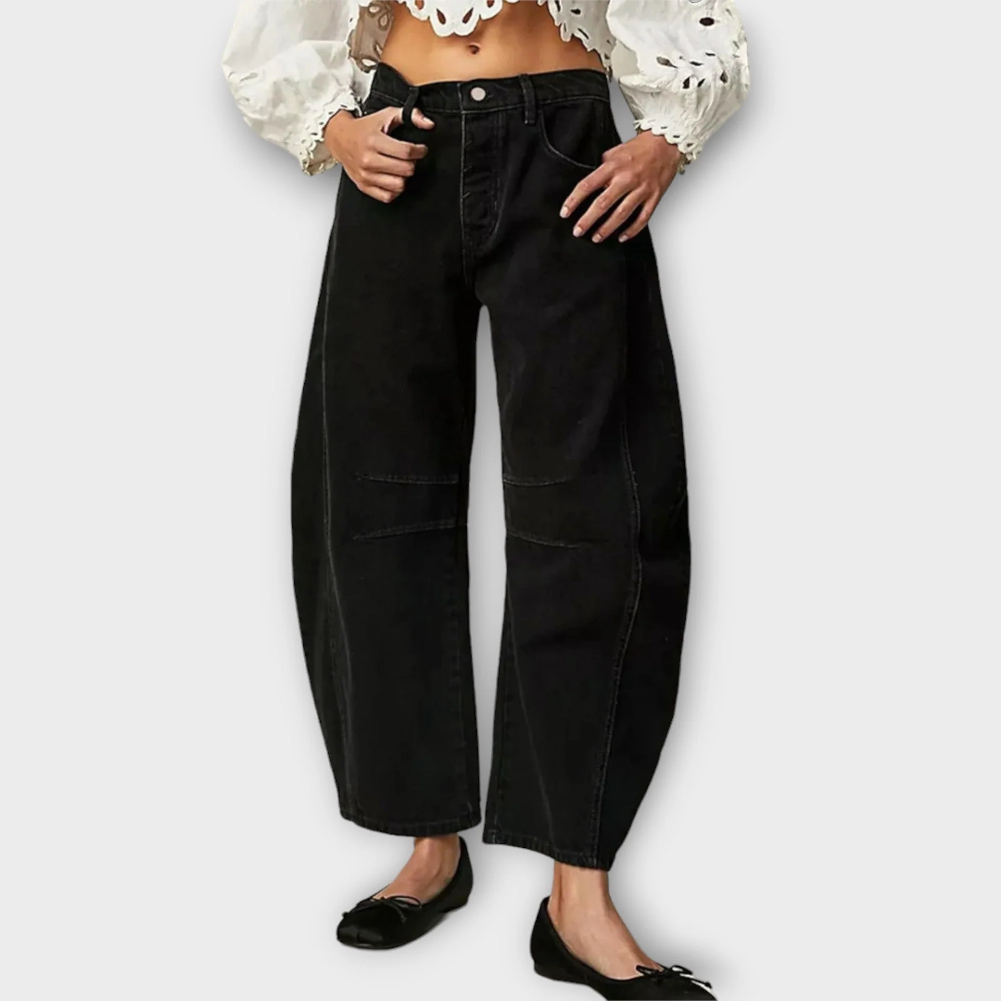 Beatrice | Jeans a Gamba Larga a Vita Alta Eleganti - Image 4