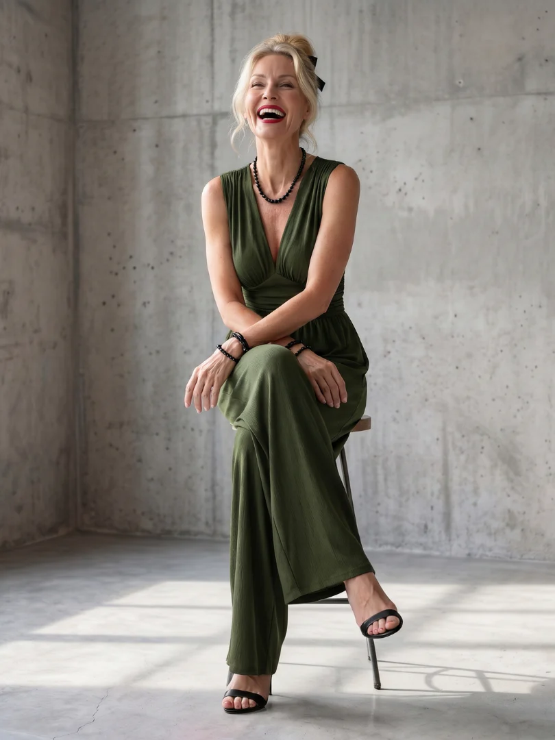 Beatrice | Tuta Elegante con Scollo a V e Pantaloni Wide Leg - Image 2