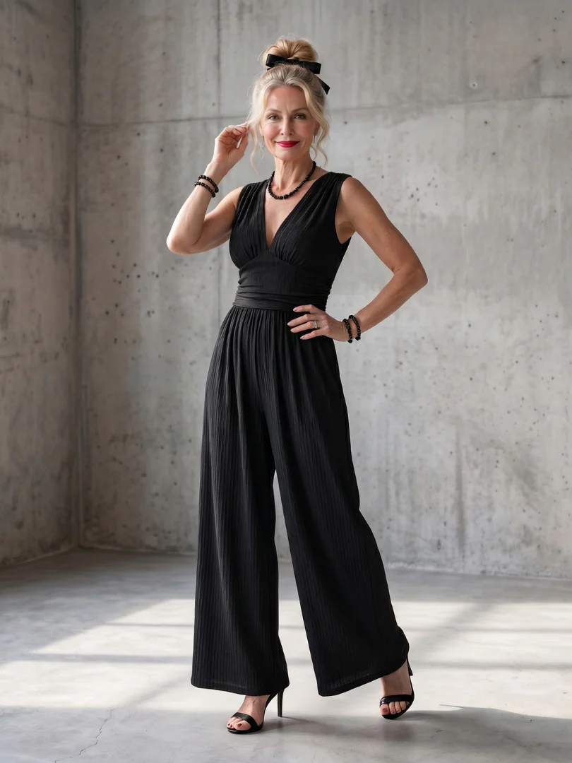 Beatrice | Tuta Elegante con Scollo a V e Pantaloni Wide Leg - Image 3
