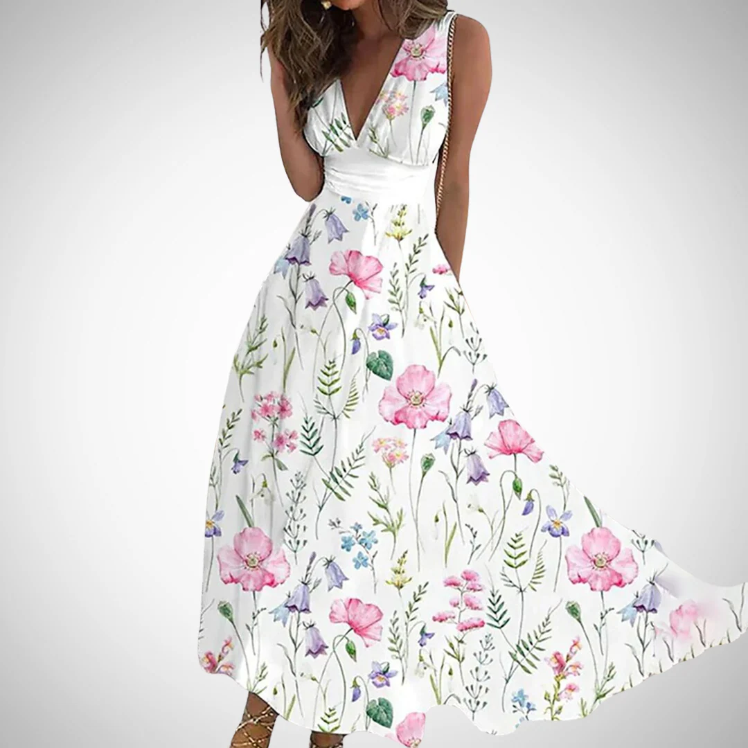 Bianca | Maxi Abito Floreale Elegante e Fluido - Image 3