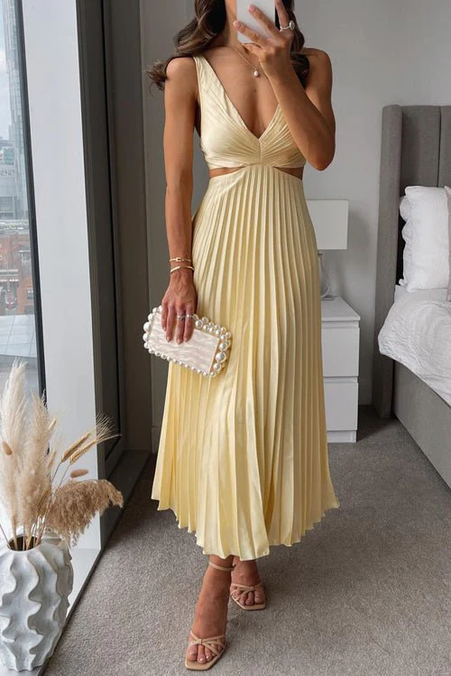 Camilla | Abito Maxi Plissettato Con Dettagli Cut-Out