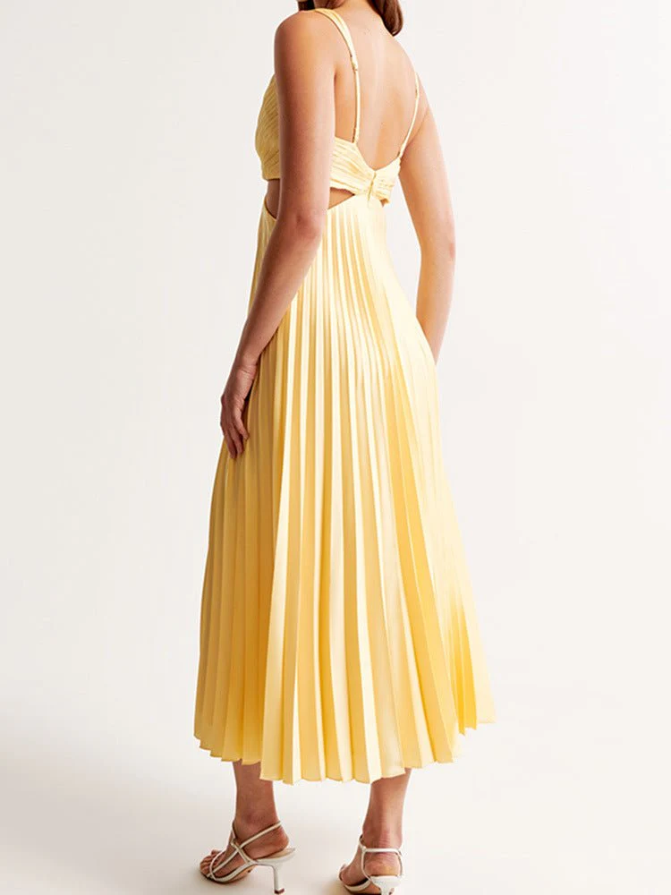 Camilla | Abito Maxi Plissettato Con Dettagli Cut-Out - Image 4