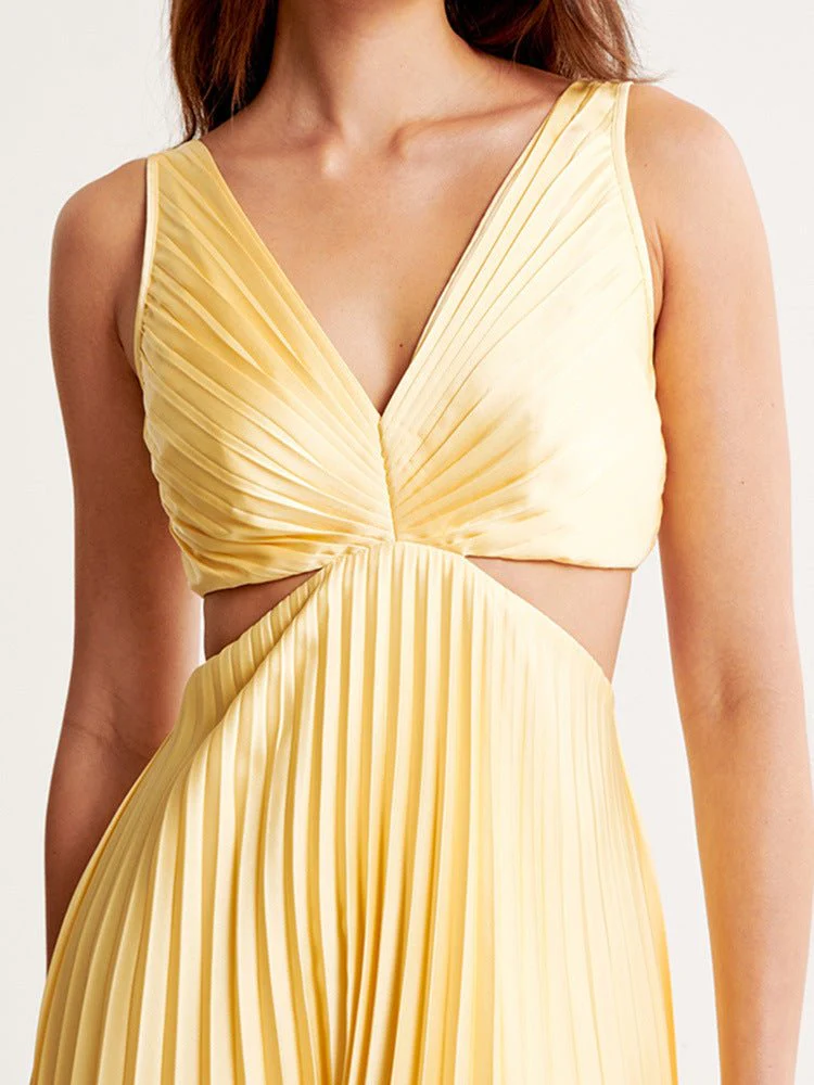 Camilla | Abito Maxi Plissettato Con Dettagli Cut-Out - Image 5