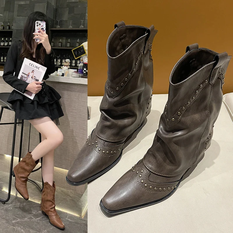 Camilla | Stivali da cowboy con Rivetti e Tacco Elegante - Image 4