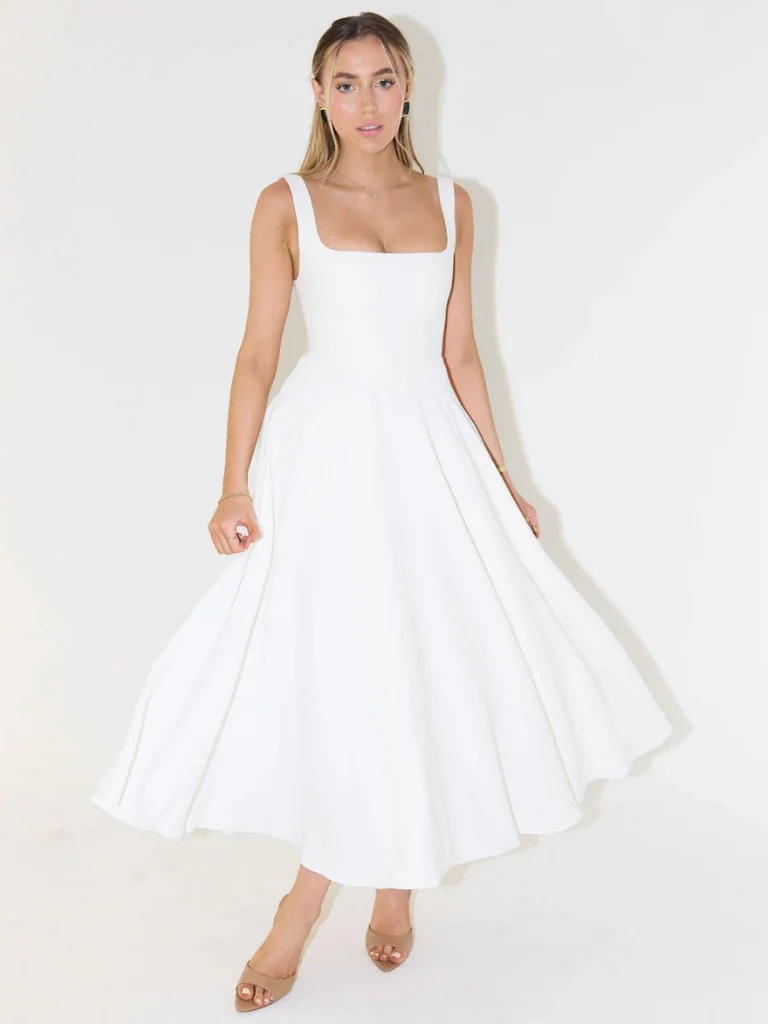 Caterina | Abito midi fluido con scollo quadrato - Image 10