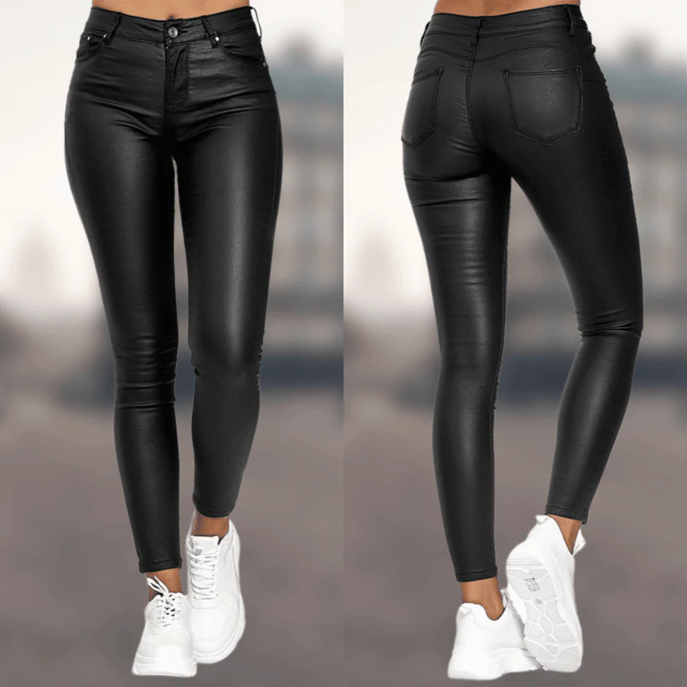 Celine | Pantaloni slim-fit in pelle vegana Elegance
