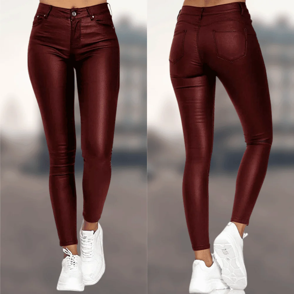 Celine | Pantaloni slim-fit in pelle vegana Elegance - Image 3