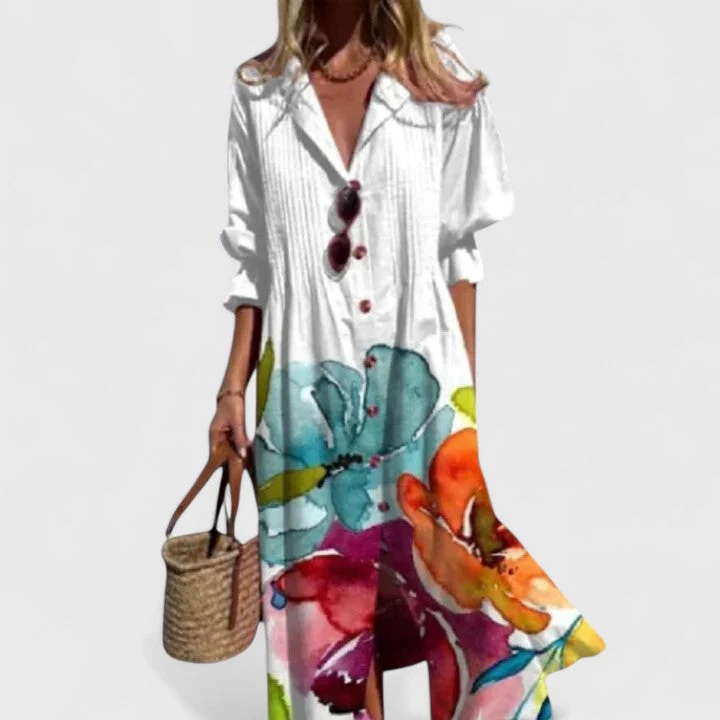 Chiara | Abito boho-chic in cotone con stampa artistica