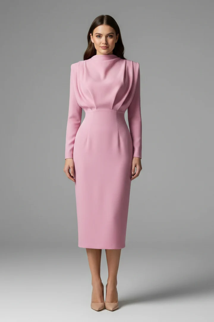 Chiara | Elegante abito maxi a maniche lunghe con collo alto