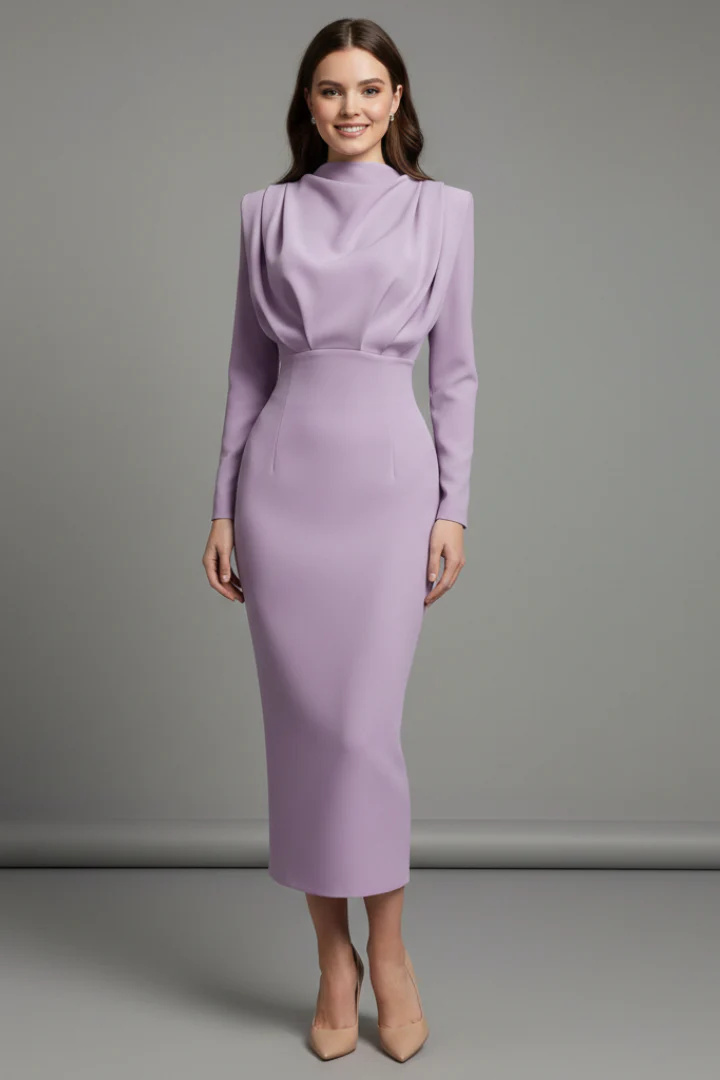 Chiara | Elegante abito maxi a maniche lunghe con collo alto - Image 3