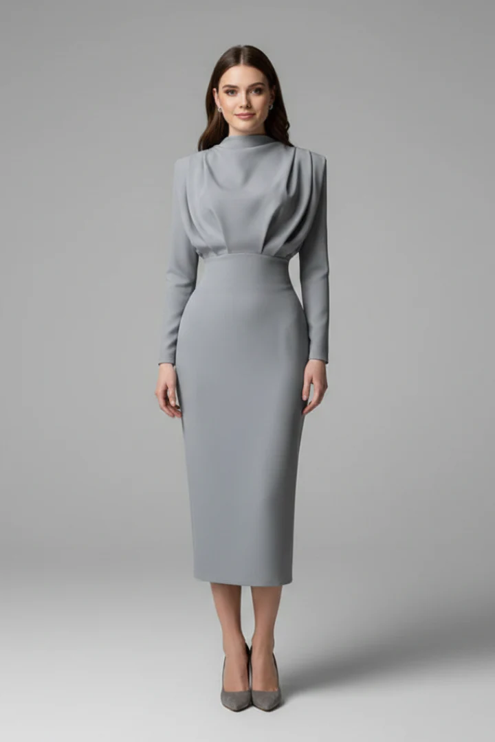 Chiara | Elegante abito maxi a maniche lunghe con collo alto - Image 4