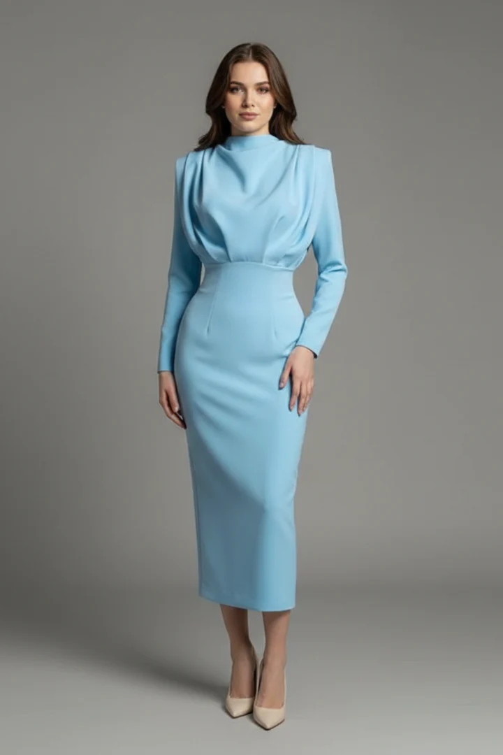 Chiara | Elegante abito maxi a maniche lunghe con collo alto - Image 5