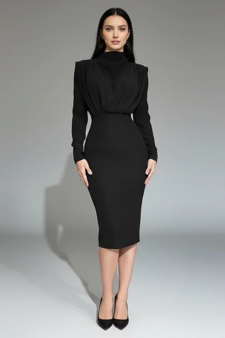 Chiara | Elegante abito maxi a maniche lunghe con collo alto - Image 7