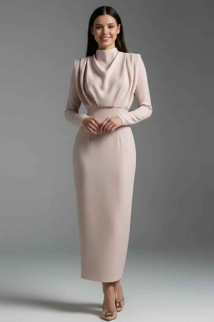 Chiara | Elegante abito maxi a maniche lunghe con collo alto - Image 8