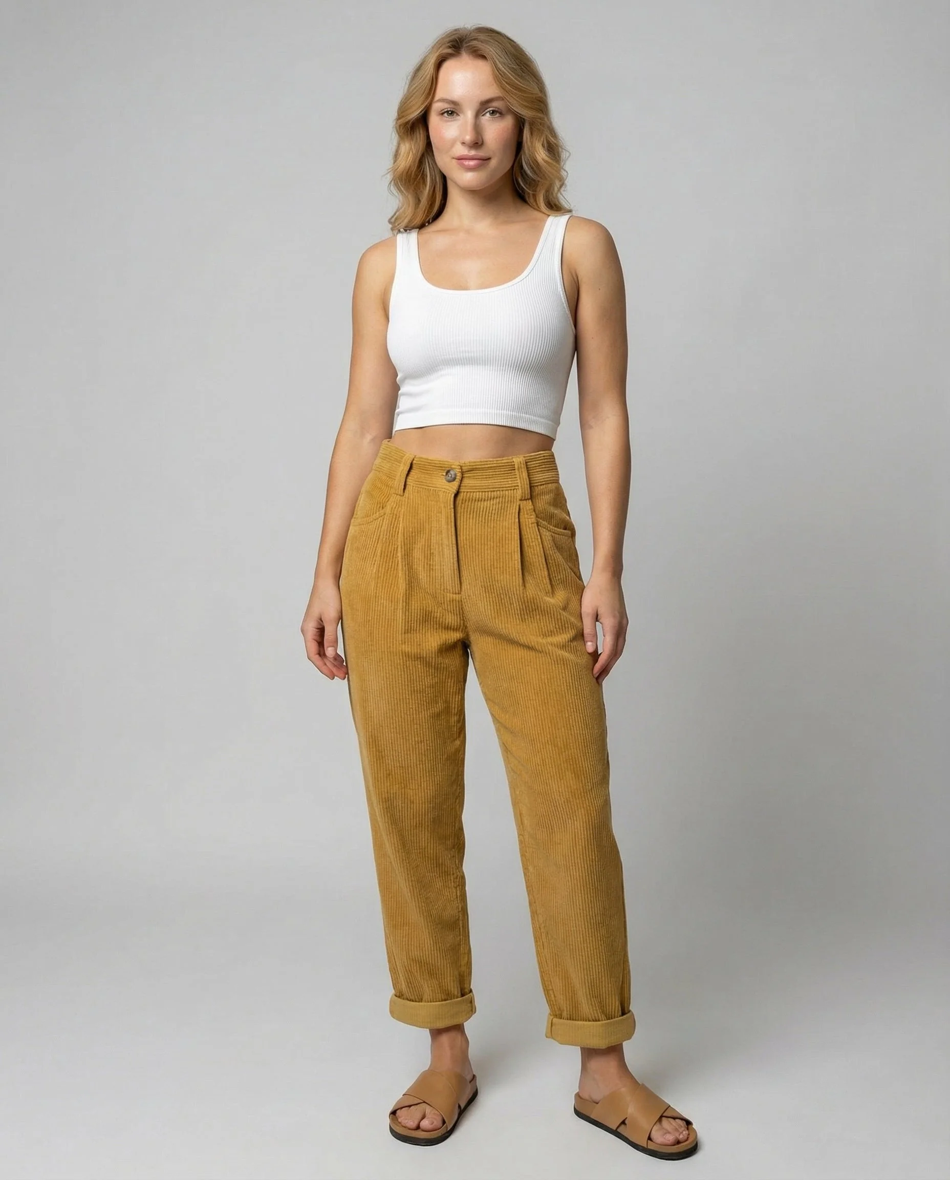 Chiara | Pantaloni in velluto a coste moderni e confortevoli a vita alta