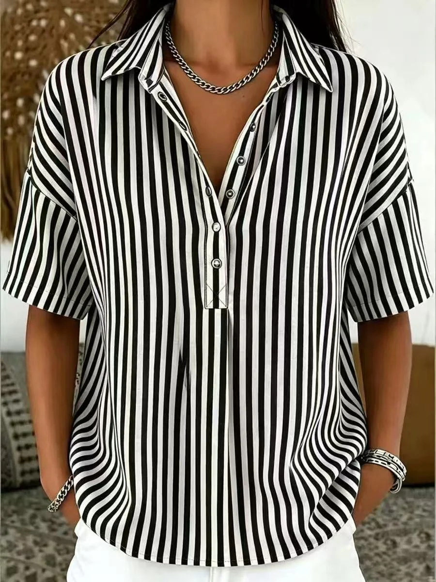 Clara | Blusa a Righe Elegante con Colletto e Bottoni - Image 9