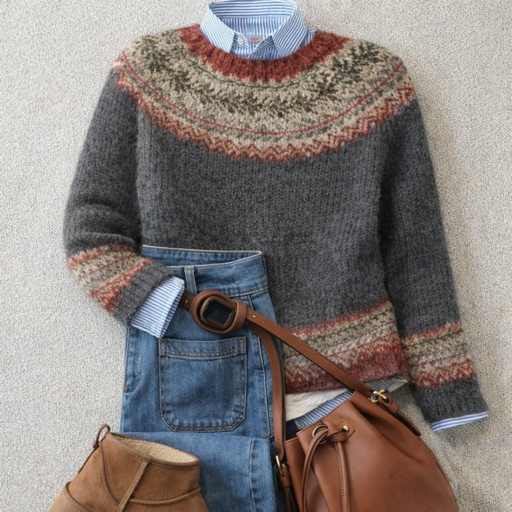 Daniela | Maglione Donna Fair Isle Nordic a Girocollo