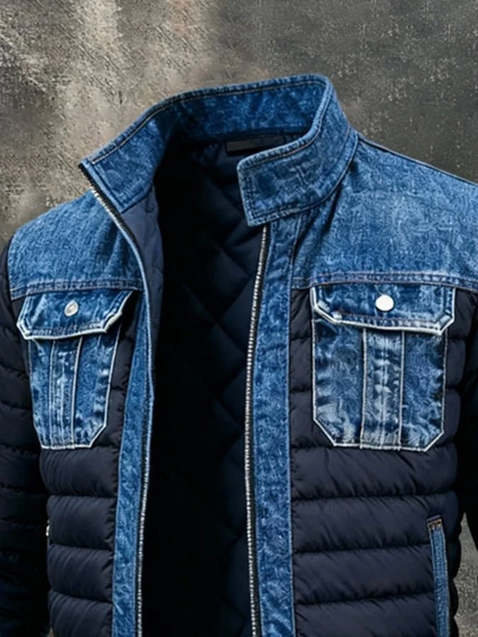 David | elegante e versatile Piumino in denim da uomo - Image 2