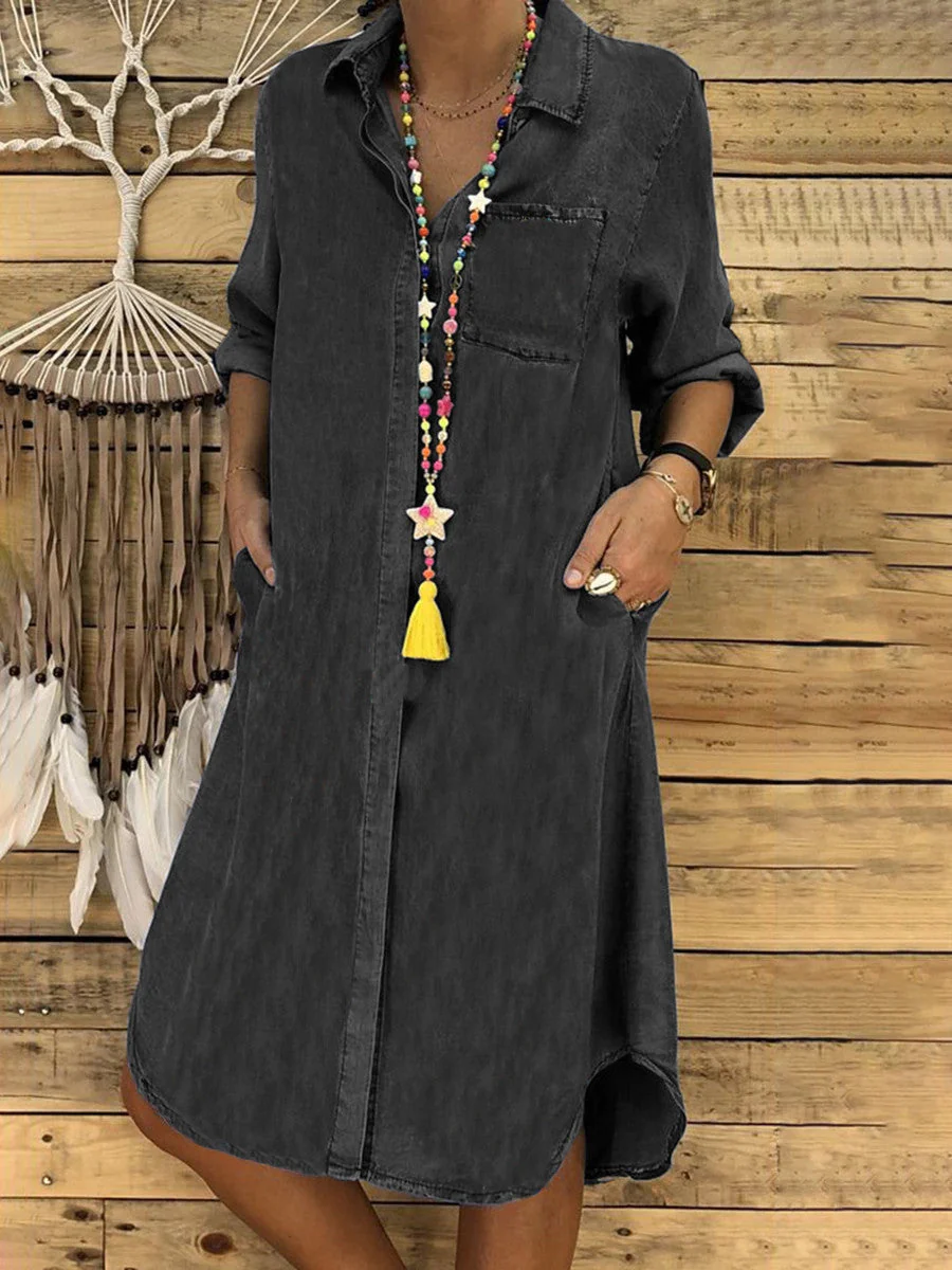 Delinda | Comodo Abito Donna Chemisier in Denim Rilassato - Image 2