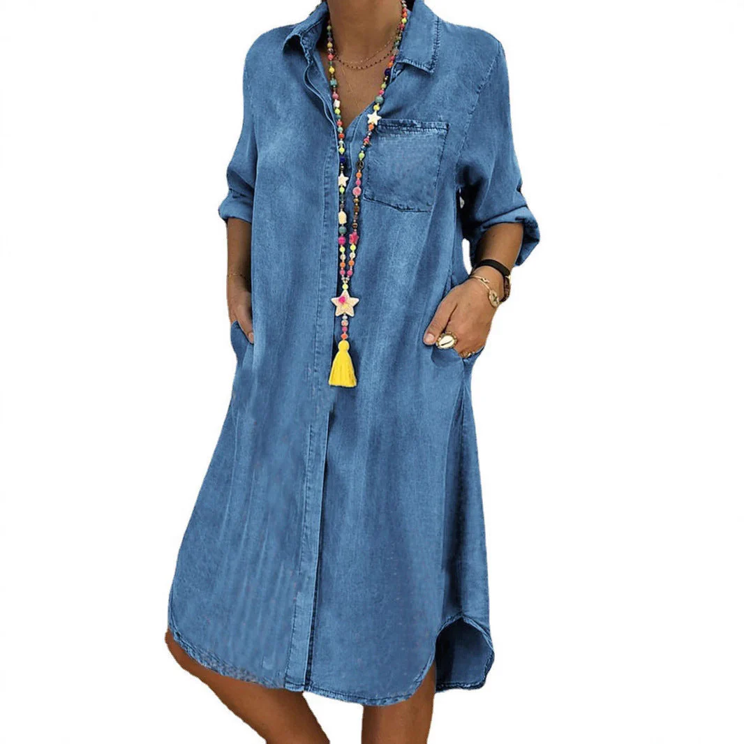 Delinda | Comodo Abito Donna Chemisier in Denim Rilassato - Image 8