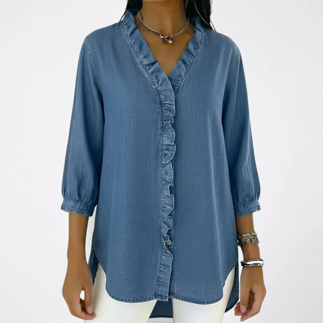 Elena | Blusa raffinata con volant ed eleganza senza tempo