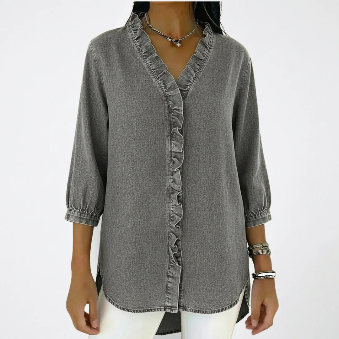 Elena | Blusa raffinata con volant ed eleganza senza tempo - Image 2