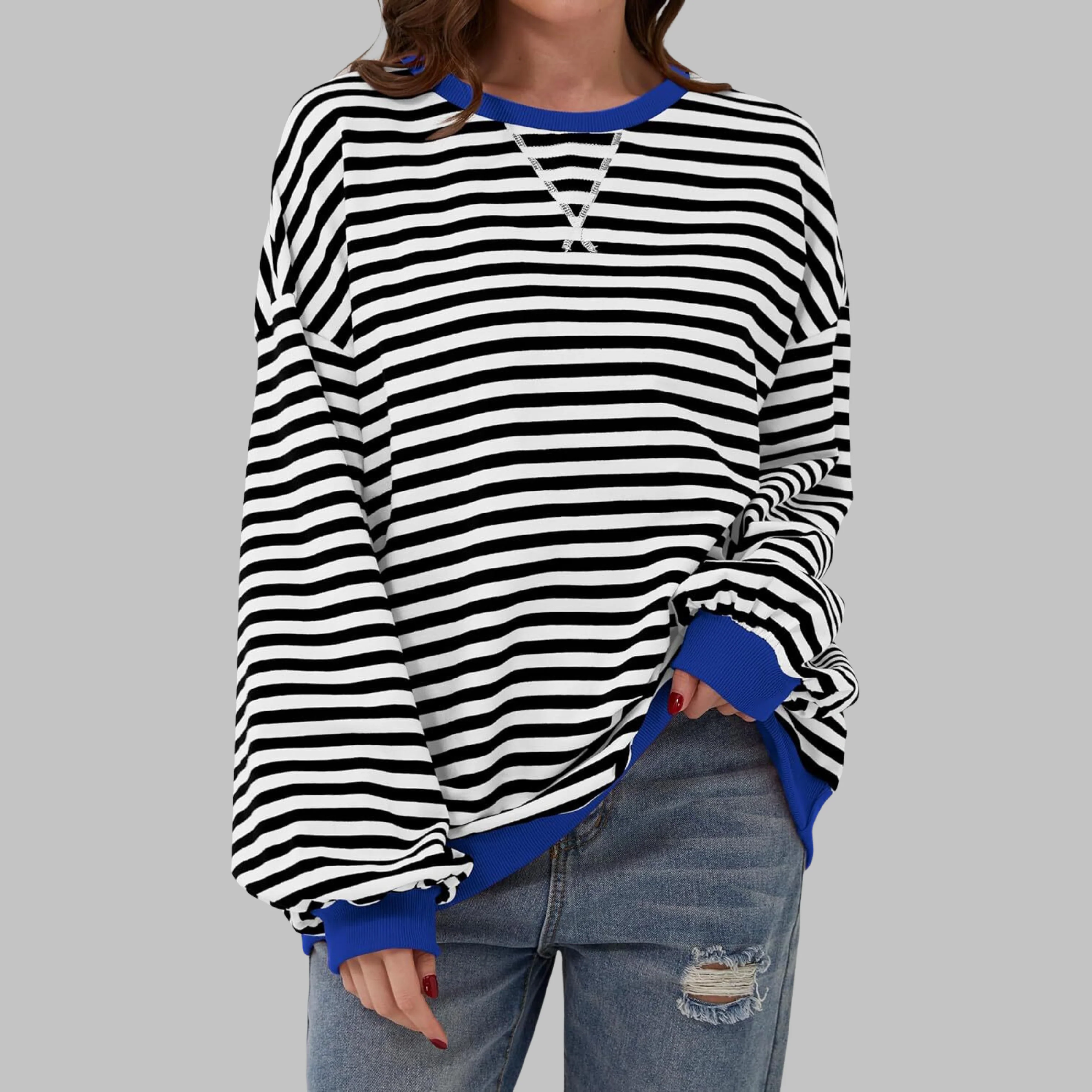Elena | Felpa Oversize Retro Chic con Dettagli a Contrasto