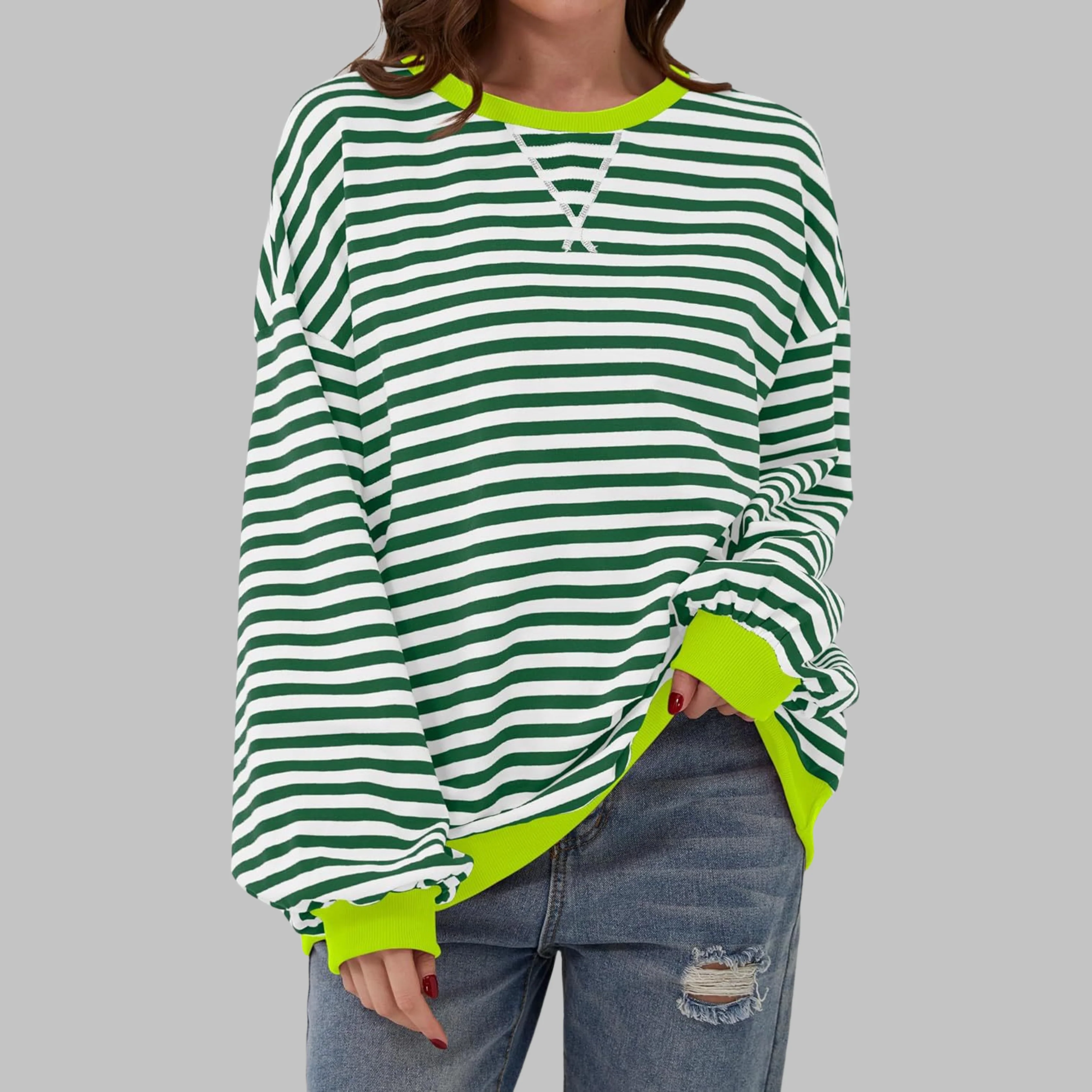 Elena | Felpa Oversize Retro Chic con Dettagli a Contrasto - Image 11