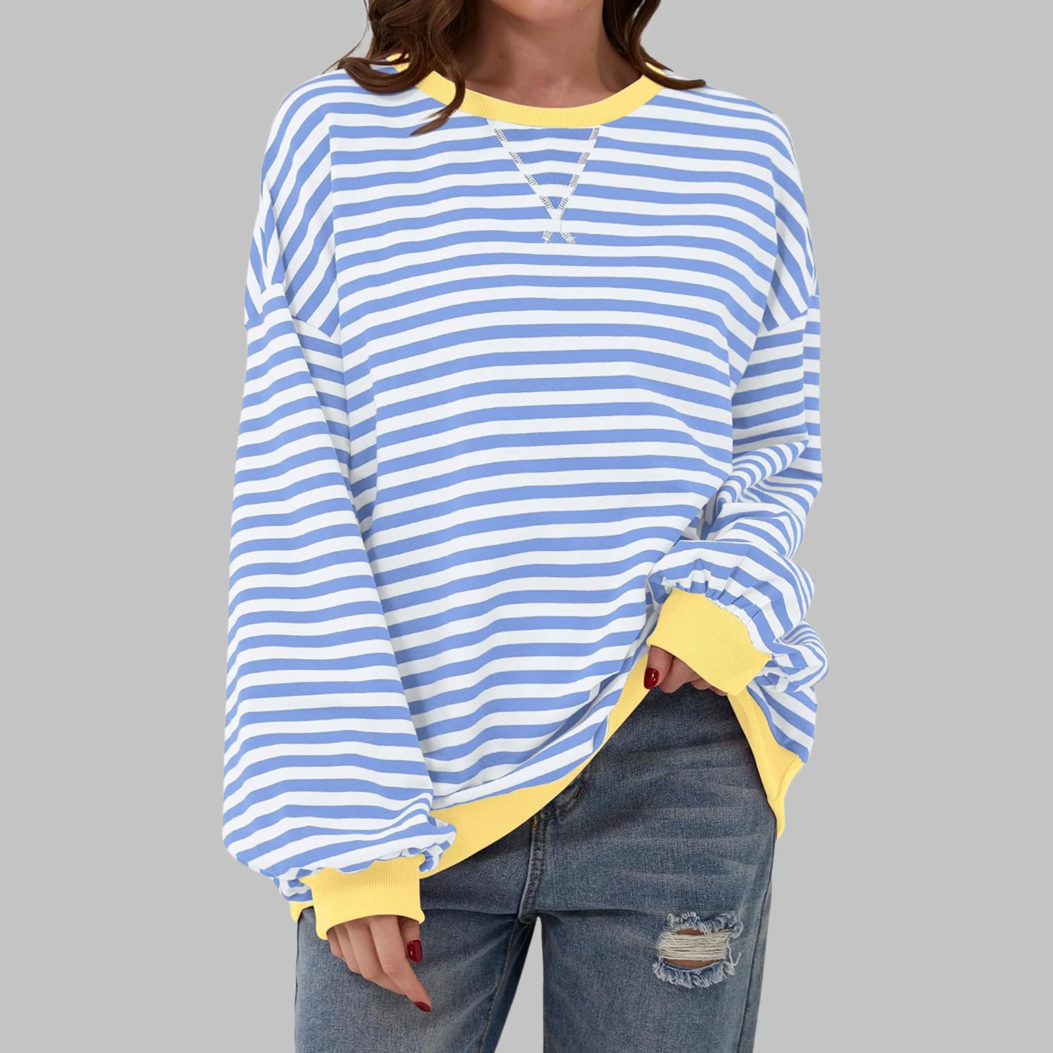 Elena | Felpa Oversize Retro Chic con Dettagli a Contrasto - Image 3