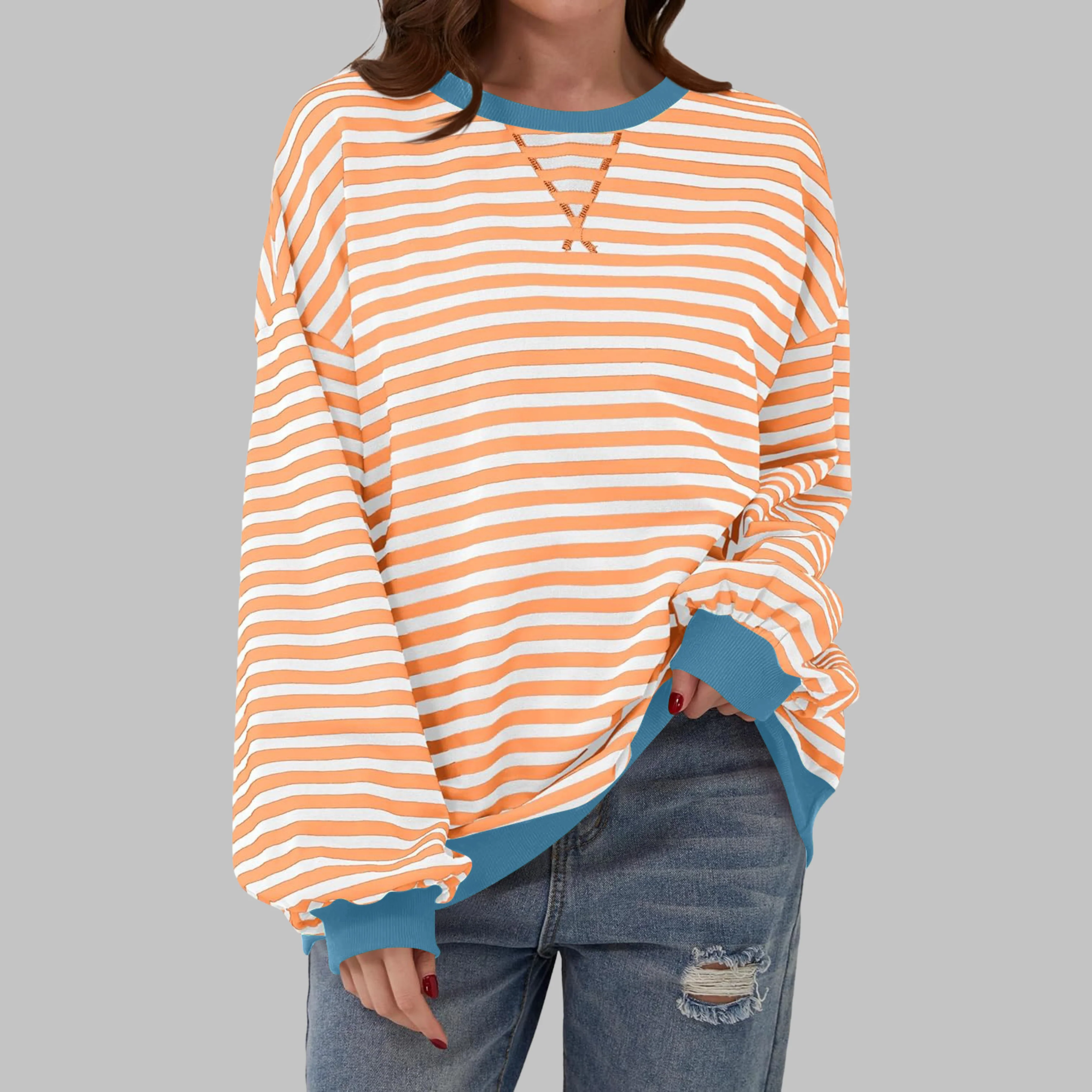 Elena | Felpa Oversize Retro Chic con Dettagli a Contrasto - Image 4