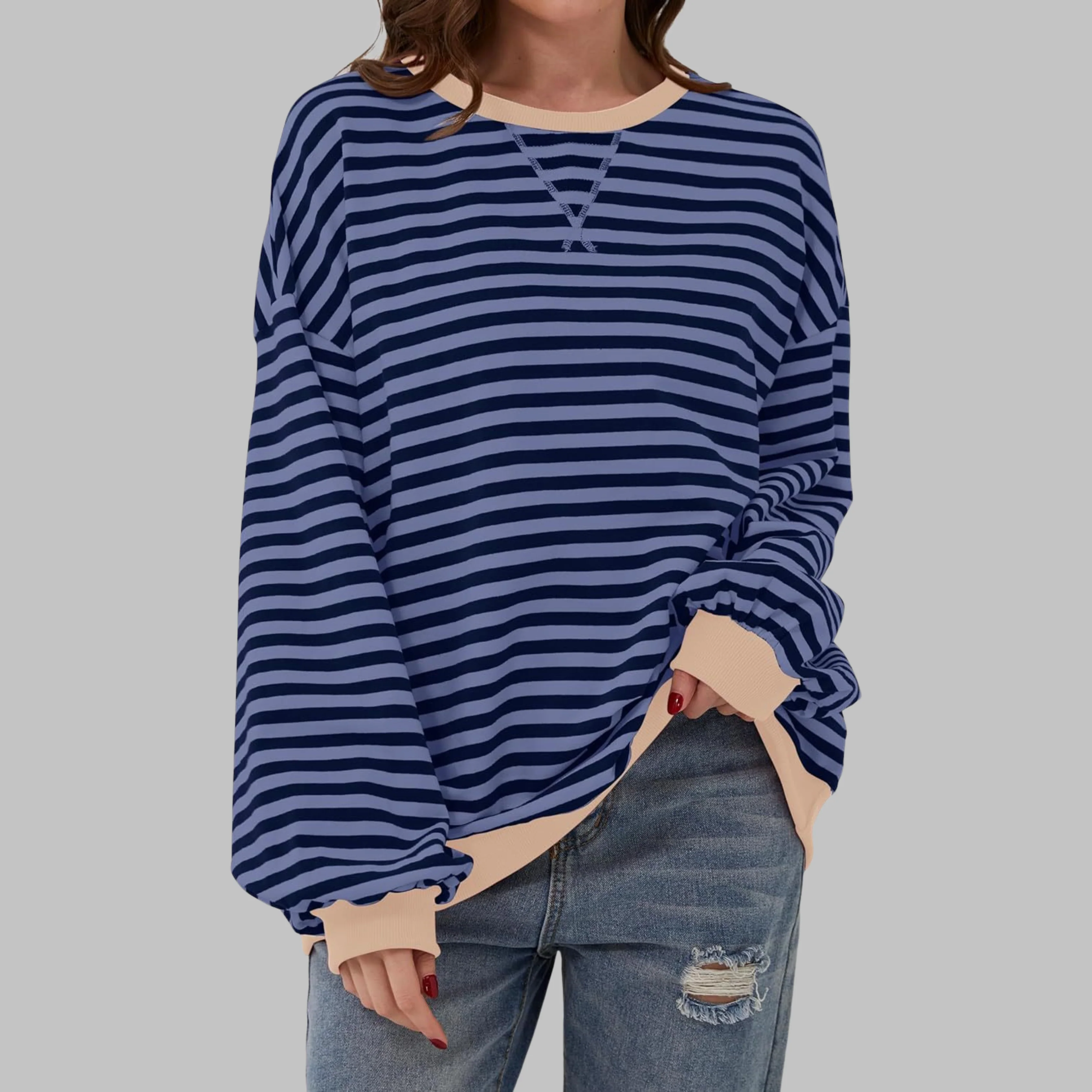 Elena | Felpa Oversize Retro Chic con Dettagli a Contrasto - Image 6