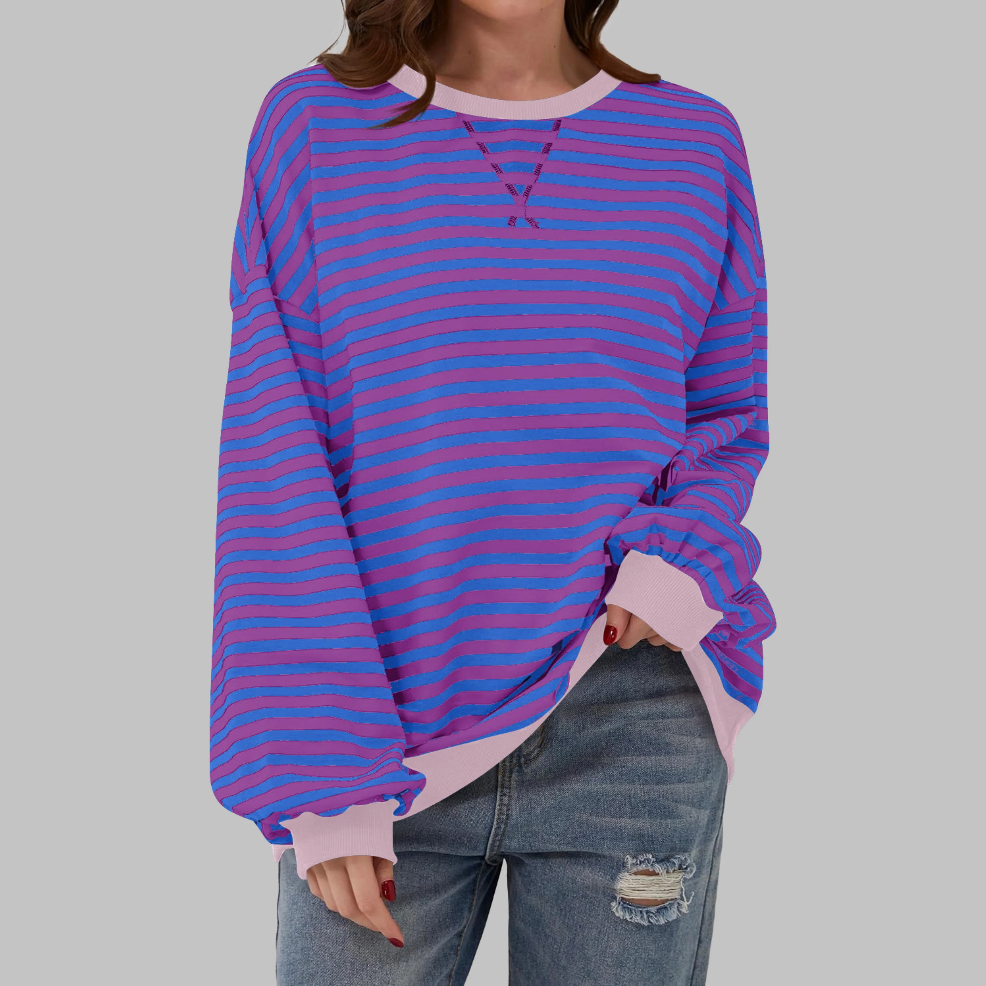 Elena | Felpa Oversize Retro Chic con Dettagli a Contrasto - Image 7