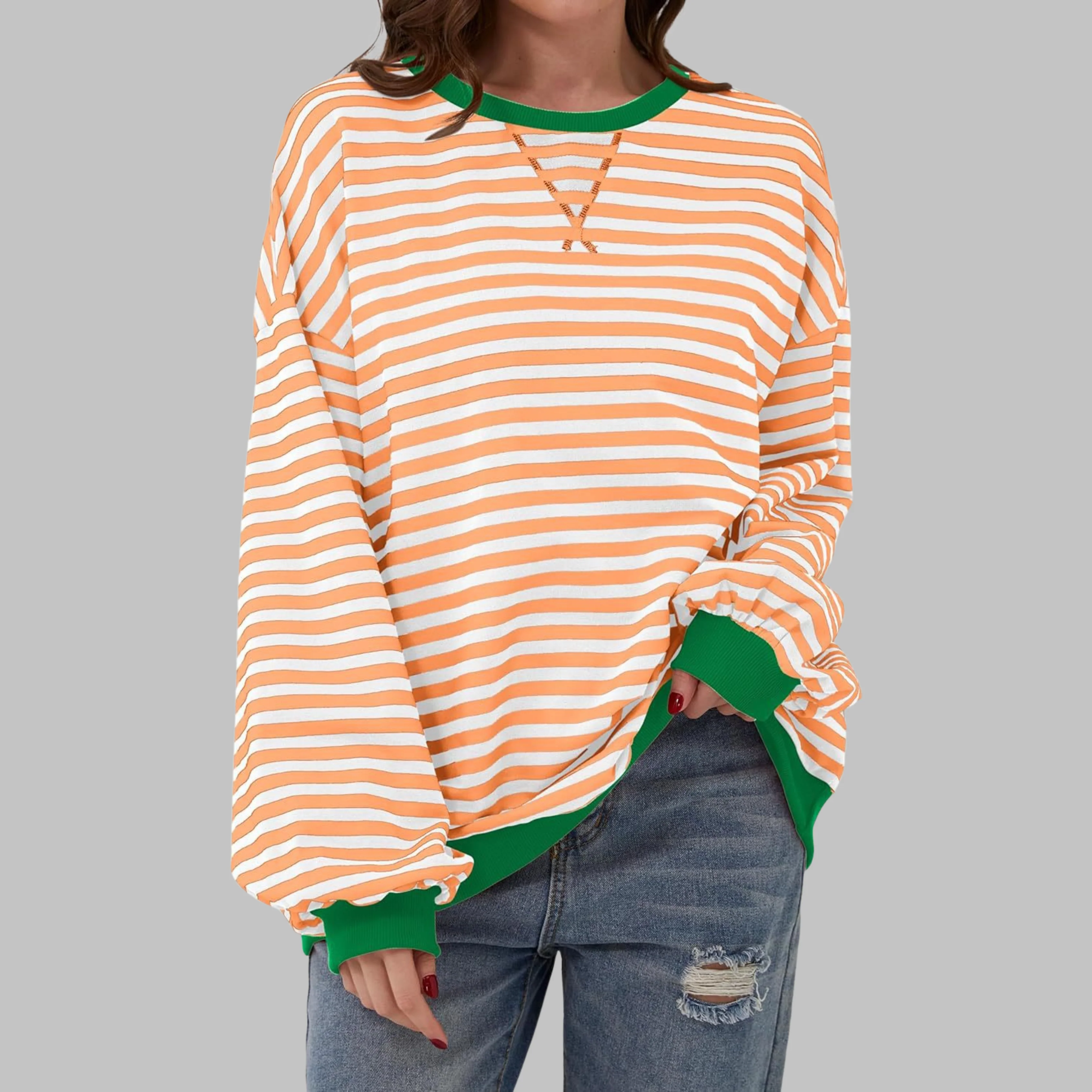 Elena | Felpa Oversize Retro Chic con Dettagli a Contrasto - Image 9