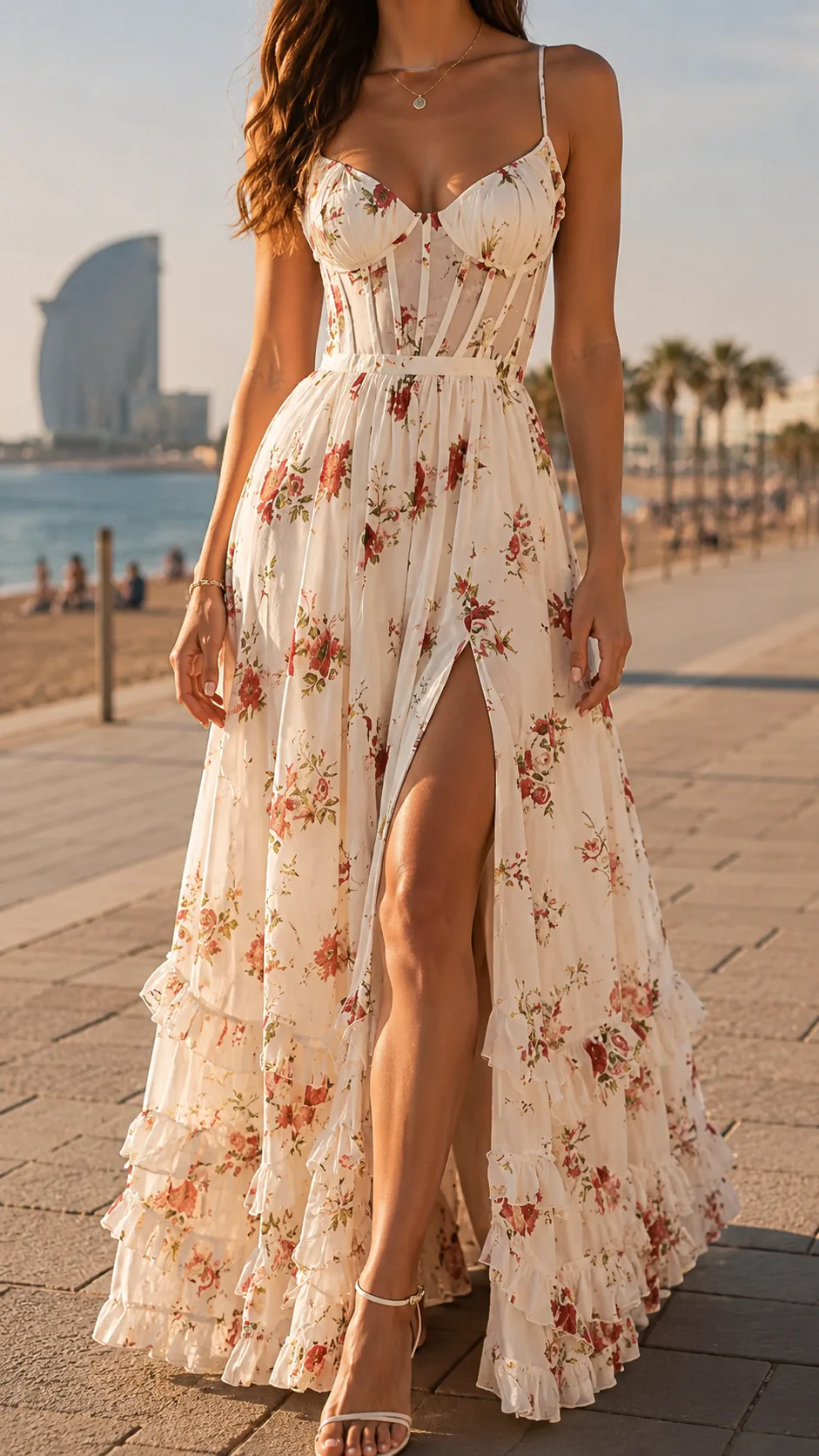 Elena | moderno e comodo Abito maxi a fiori