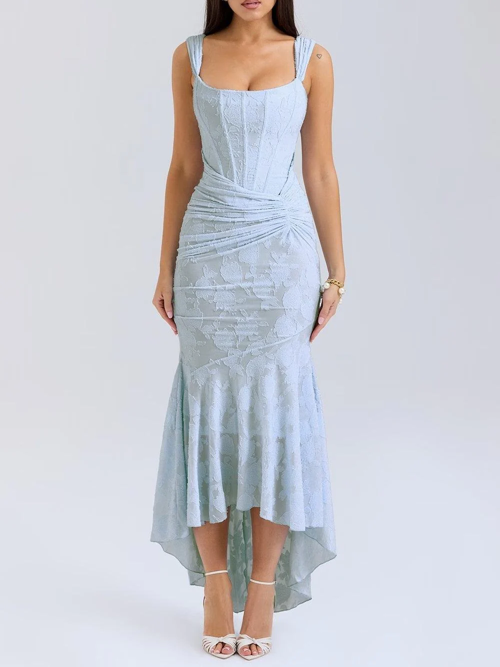 Eleonora | Abito A Sirena In Pizzo Jacquard Con Dettagli Sartoriali