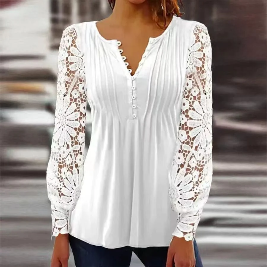 Elisa | Elegante camicetta Henley a fantasia floreale da donna