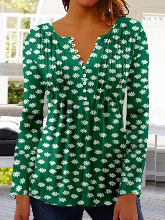 Elisa | Elegante camicetta Henley a fantasia floreale da donna - Image 6
