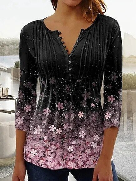 Elisa | Elegante camicetta Henley a fantasia floreale da donna - Image 9